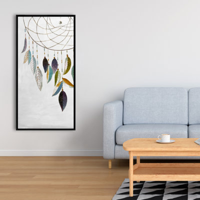 Dreamcatcher With Feathers Print On Canvas