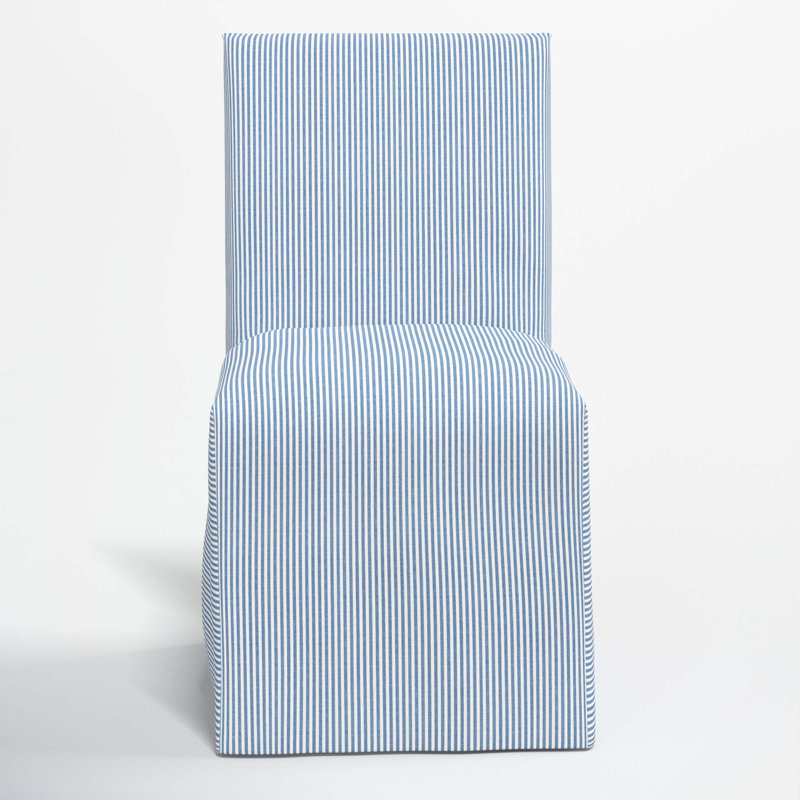 Ivanka Cotton Parsons Chair, Prep Stripe Blue Oga
