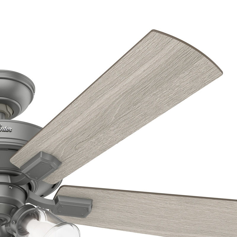 52" Crestfield 5 - Blade Modern Farmhouse Indoor Ceiling Fan with Light and Pull Chains, Matte Silver/Light Gray/Oak 