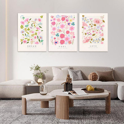 3 Piece Canvas Wall Art Floral Wall Decor Flower Market Prints