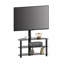 Meuble télé de coin pivotant avec 3 tablettes, meuble télé de plancher réglable pour 32 à 70 po, meuble télé universel robuste avec verre trempé et gestion des câbles pour le salon-113837807