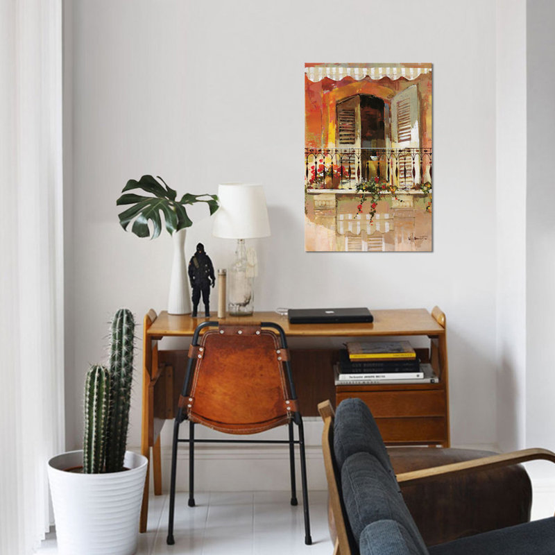 « balcon i », reproduction sur toile, H 18 po x l 12 po x P 1,5 po, Toile tendue, Pas de tapis