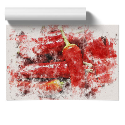 Red Chilli Peppers Watercolour - Frameless Print