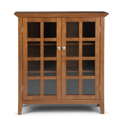Acadian Solid Wood Storage Cabinet with Glass Doors and Adjustable Shelves
