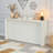 Wood Veneer Simple Entryway Table with Wavy Design-1169656976