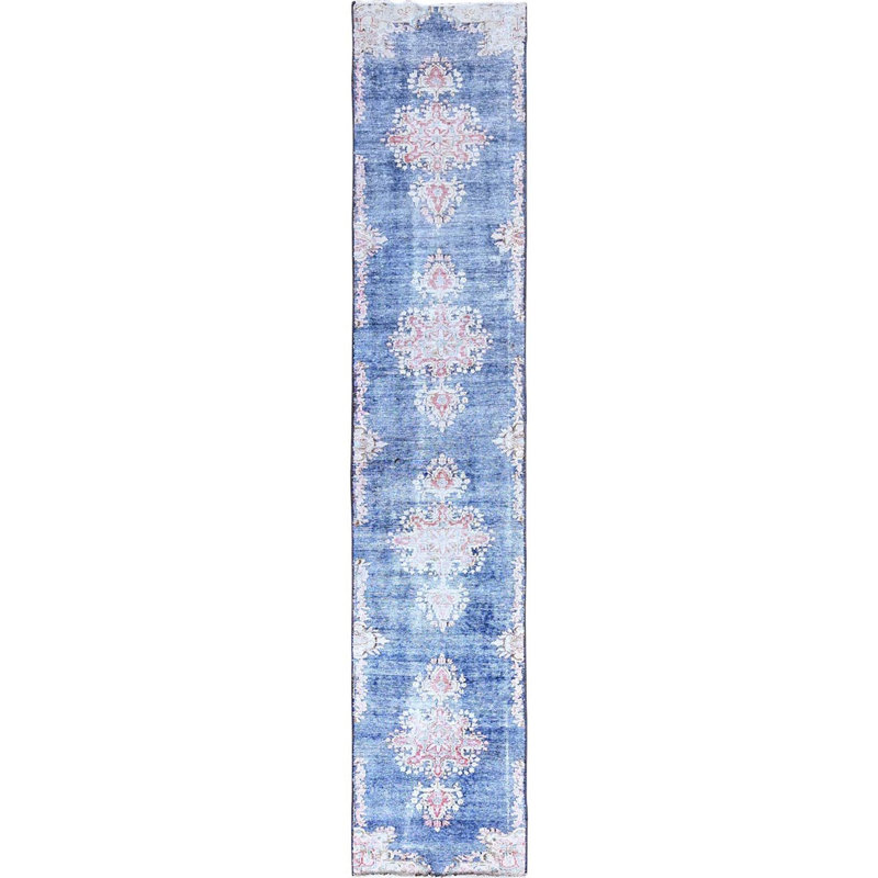 Tapis de couloir bleu persan en laine noué à la main 2 pi 1 po x 12 pi BCC0DDC86DA9448D83F426AD0952E088