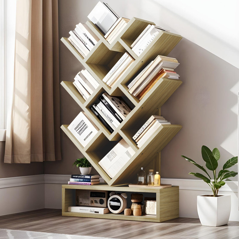 103cm H x 57cm W Geometric Bookcase, Beige