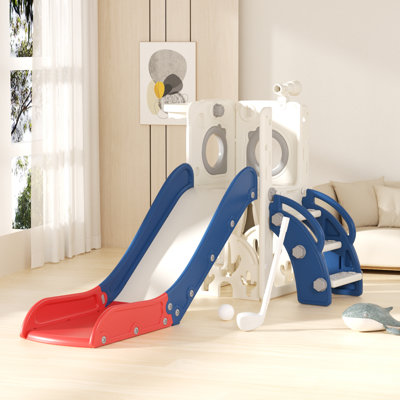 Ensemble de jeu d'extérieur 7 en 1 pour tout-petits 7 à 1 avec jouet pour jouer au basketball, bleu et rouge