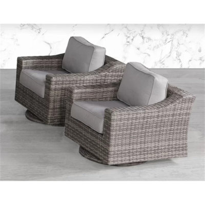 Élégante chaise de patio pivotante entièrement assemblée avec coussins luxueux - parfaite pour la détente en plein air (excluant la table)