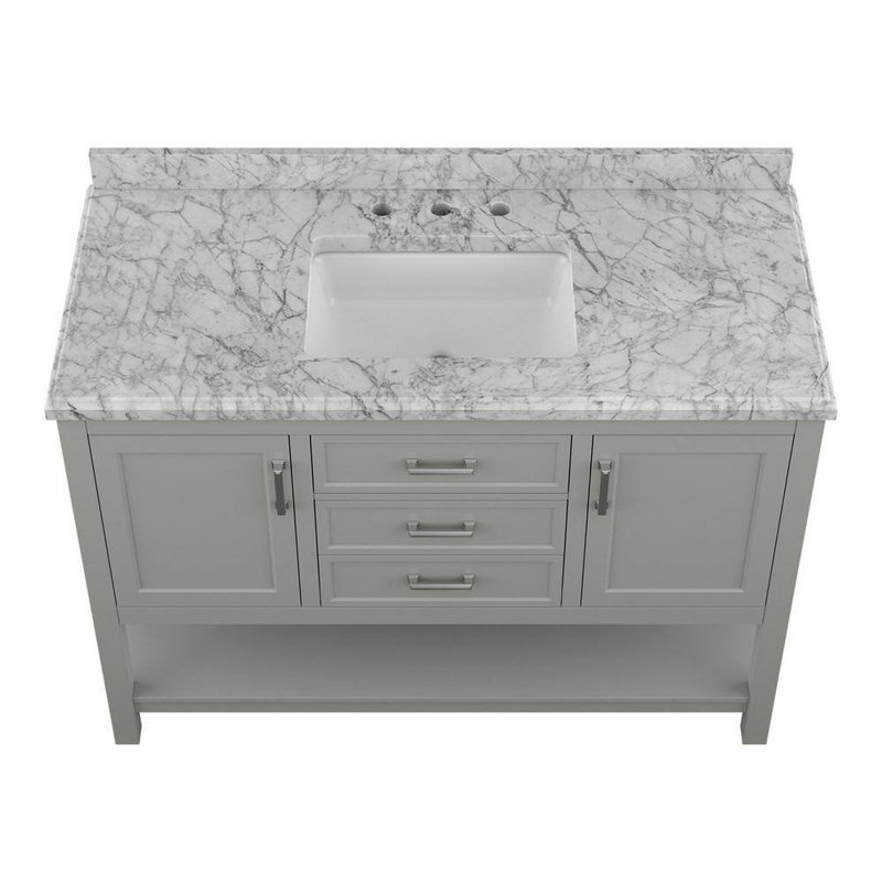 Keisha 49'' Single Bathroom Vanity with Carrara Marble Top, Gray