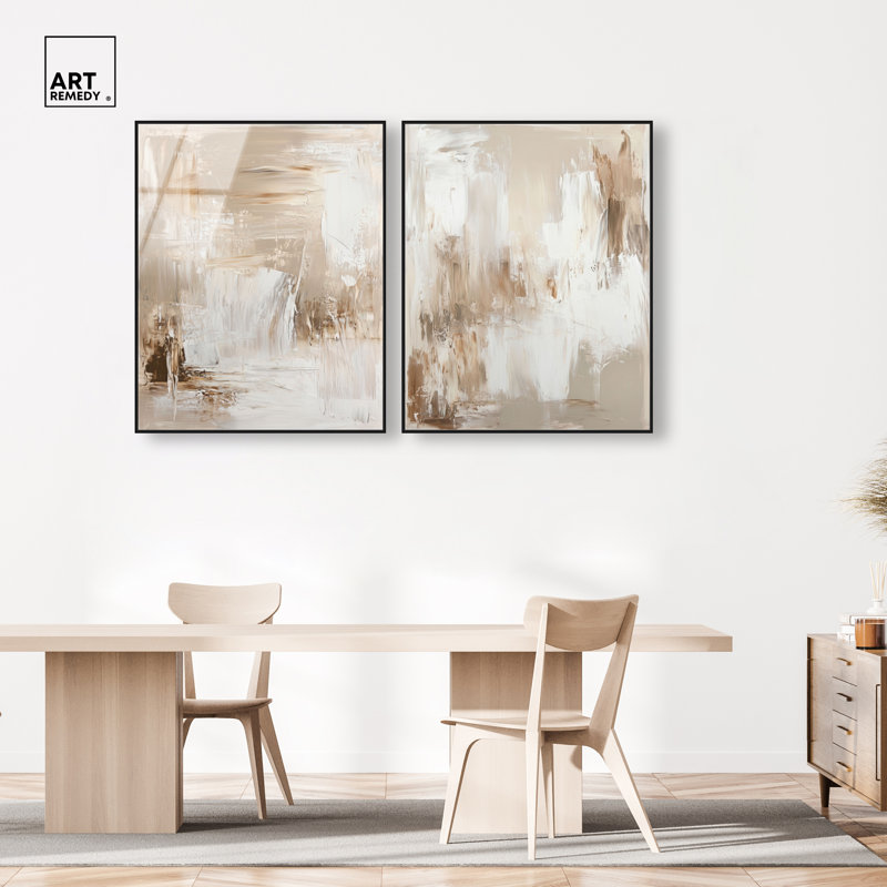 «Latte Layers Duo», ensemble de reproductions d'art mural encadrées par Art Remedy, cadre noir, 36 x 45, H 46 po x l 37 po