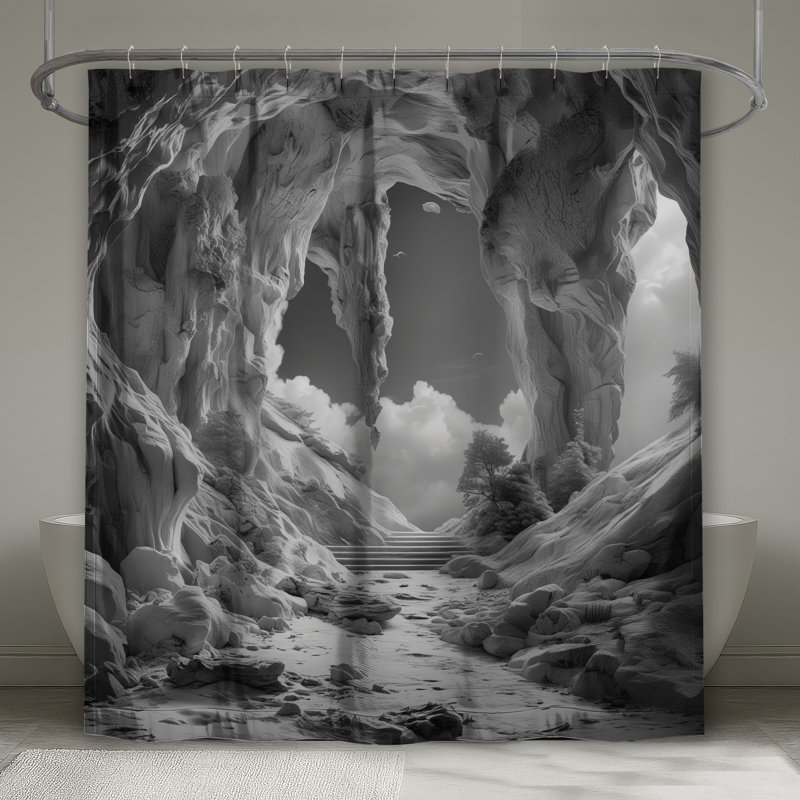 Rideaux de douche monochromes Rocky Landscape, L 70 po x H 72 po