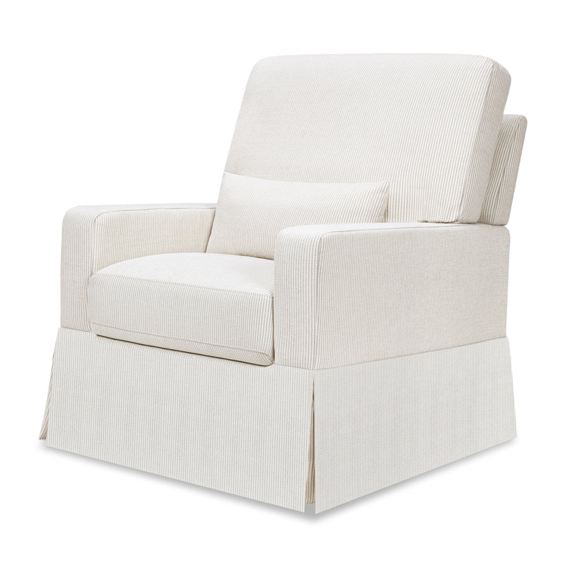 Crawford Upholstered Swivel Glider, Chatham Fog Striped Livesmart®