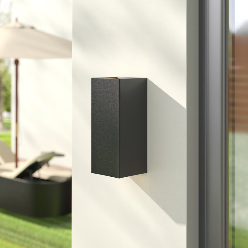 Dace 12" 1-Light Textured Black LED Outdoor Wall Lantern, Textured Black