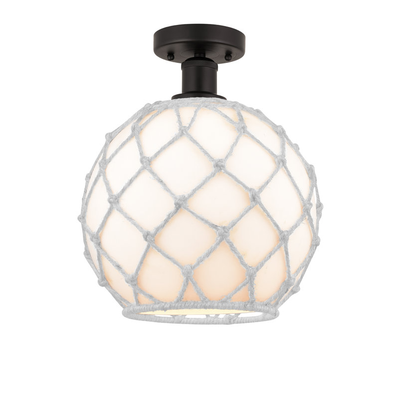 Larocque Semi Flush Mount, White, Oil Rubbed Bronze