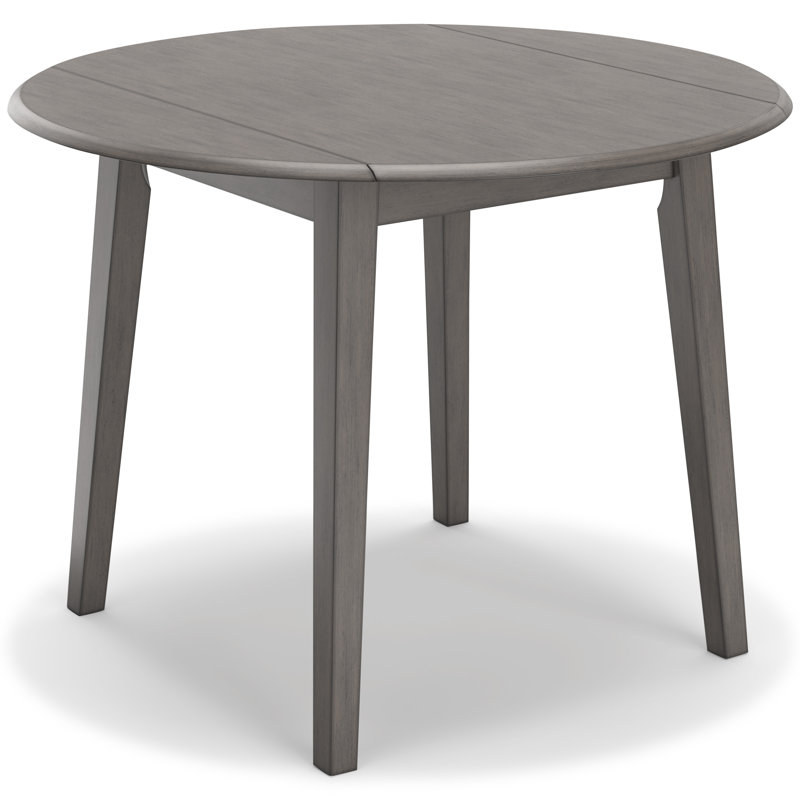 Extendable Round Solid Wood Base Dining Table, Gray, Gray