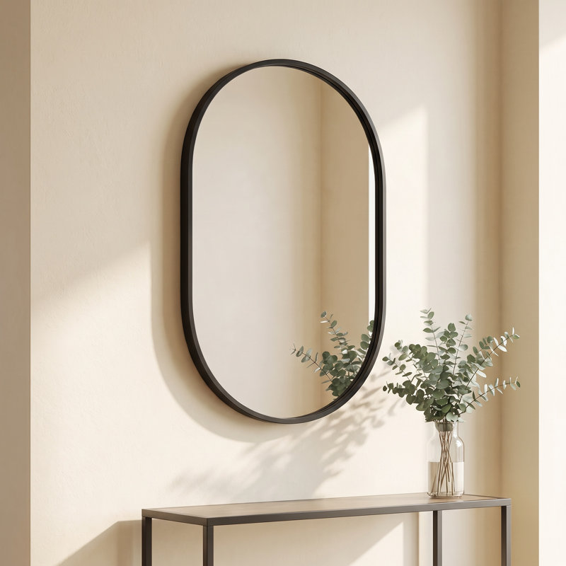 Miroir de salle de bain ovale en aluminium, 20''*30'', Black