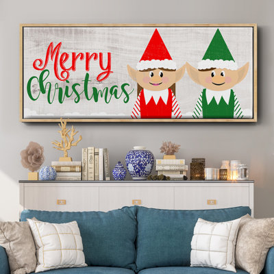 Christmas Elf Couple- Framed Canvas