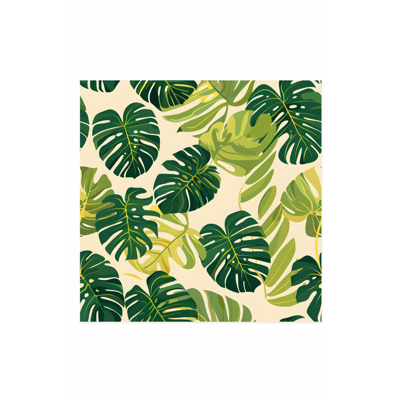 «Botanical Monstera Leaves», impression d'art tropical sans cadre, H 16 po x l 16 po