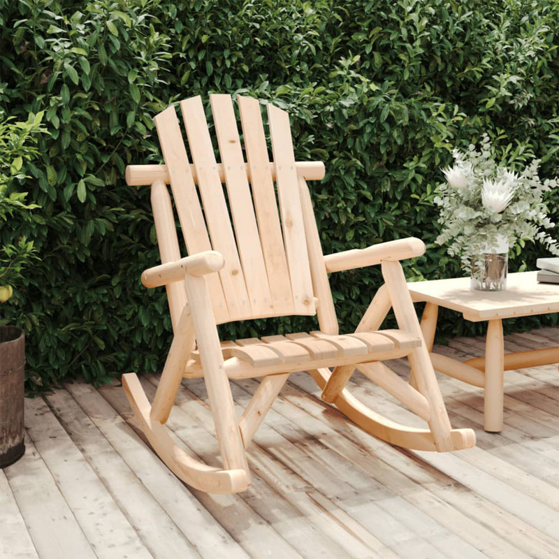 Chaise berçante d'extérieur en bois massif Sariyah, Brun clair