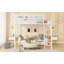 Lit mezzanine double avec échelle, lit mezzanine double en métal avec tablettes de rangement, lit mezzanine pour enfants, blanc-822857838