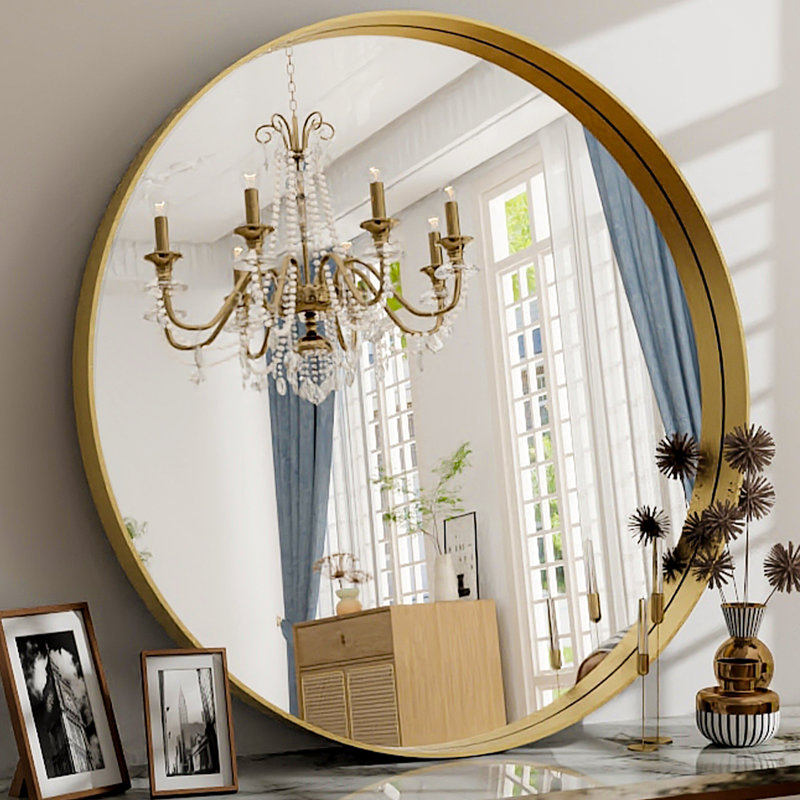 Mordern-Design Round Deep Framed Waterproof Bathroom Mirror, 48" H x 48" W