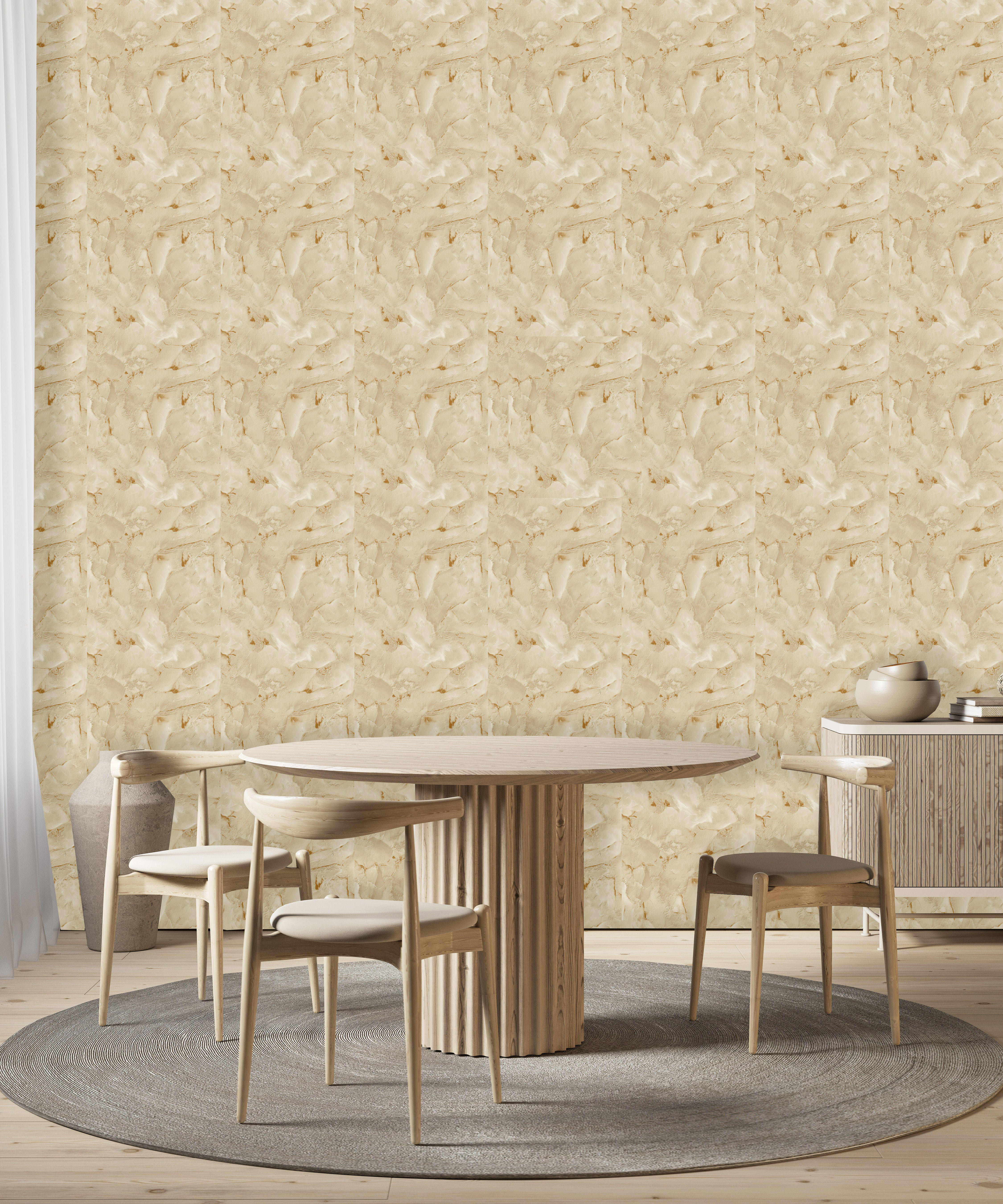 Mercer41 Ivory and Gilded Wallpaper, Smooth Fabric-Feel Embossed ...