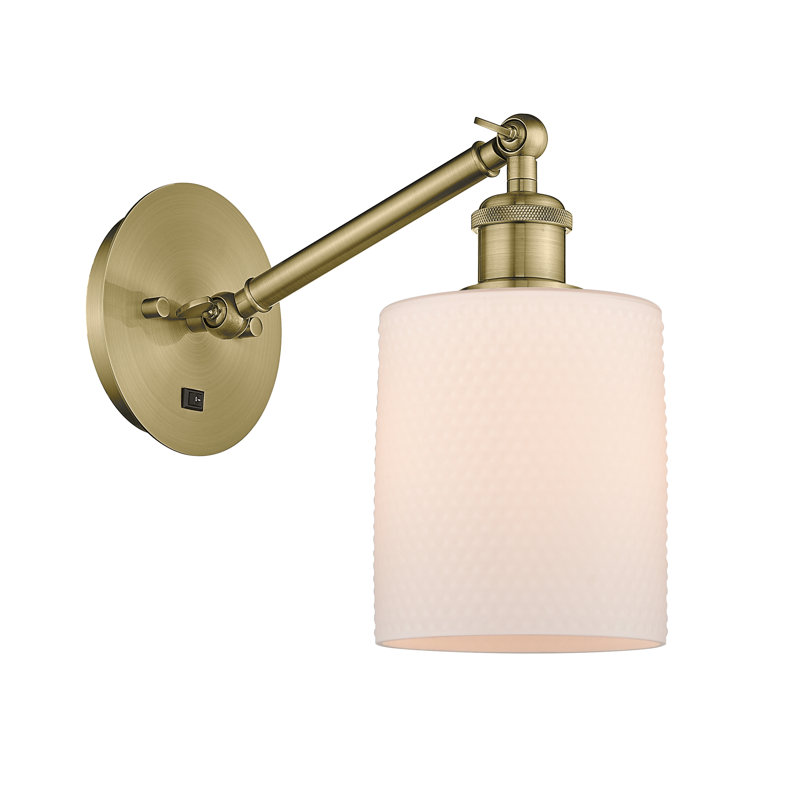 Shauna Steel;Cast Brass Armed Sconce, Antique Brass, Matte White, Incandescent