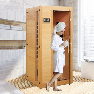 1 To 2 Person Hemlock Wood Low Emf Far Infrared Sauna For Home With Led Control Panel And Tempered Glass Door 