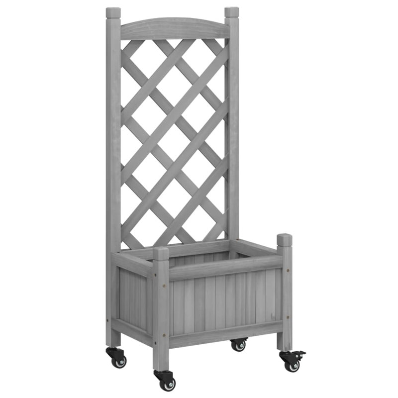 Wood Pot Planter, Gray, 38.4" H x 15.7" W x 11.8" D