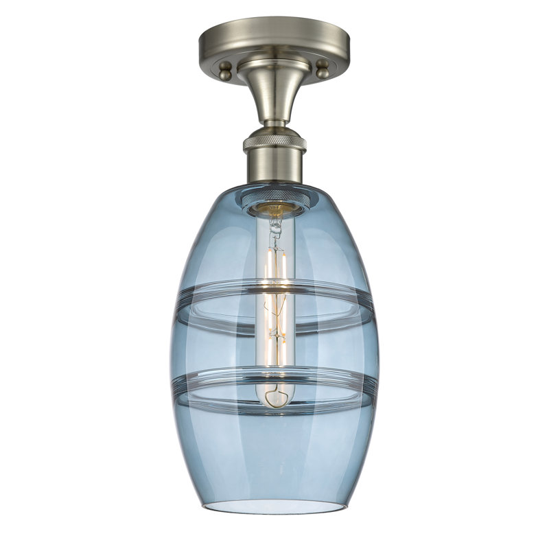 Plafonnier semi-encastré 1 lumière Ballston - Abiagael, H 9,38 po x l 5,88 po x P 5,88 po, Nickel satiné brossé