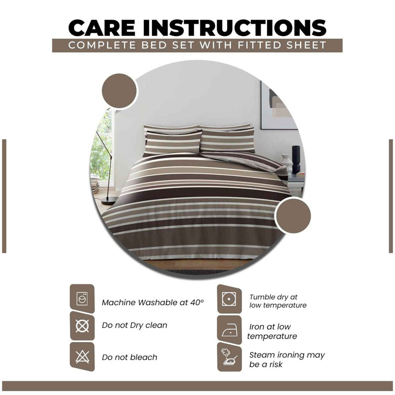 Cotton Blend Geometric Duvet Cover with Pillowcases, Double Duvet Cover + 2 Standard Pillowcases