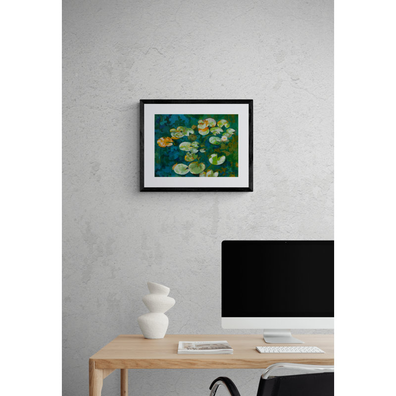 Lotus Pond Serenity Series I Print by Ruth Hayes, Black Framed Canvas, 25" H x 33" W
