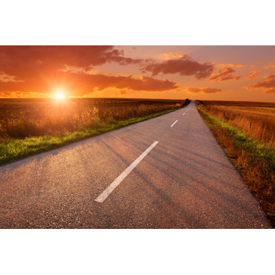 Road At Sunset - Wrapped Canvas Print
