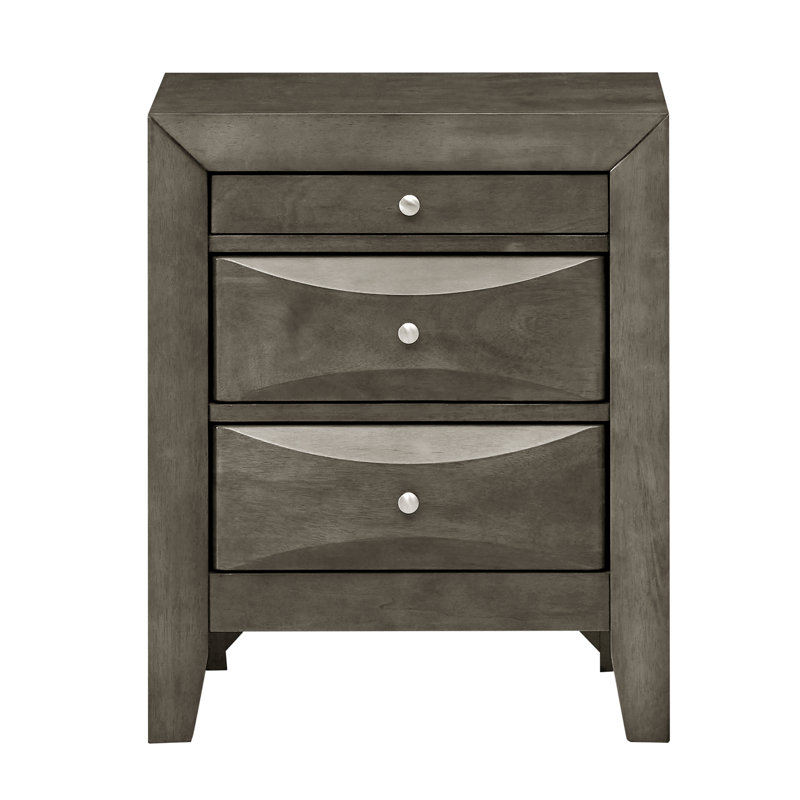 Table de chevet 3 tiroirs Marilla, gris, Gris
