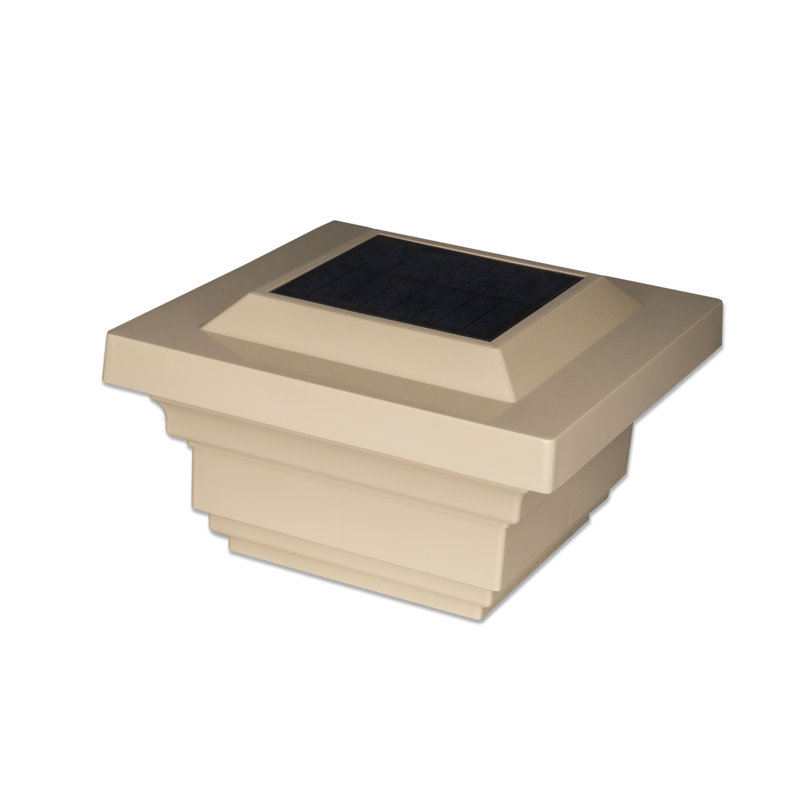 Tan PVC Solar LED Post Cap with Dusk to Dawn Sensor