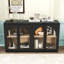 Buffet avec portes en verre et tablettes réglables-1712244575