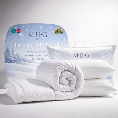 15 Tog Duvet & Duvet Pillow Set – Extra Warm Winter Heavyweight Thick Quilt, Hotel Quality Hollowfibre