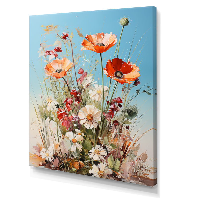 Œillets mauves, charme de campagne sur toile, Toile tendue, H 44 po x l 34 po x P 1,5 po