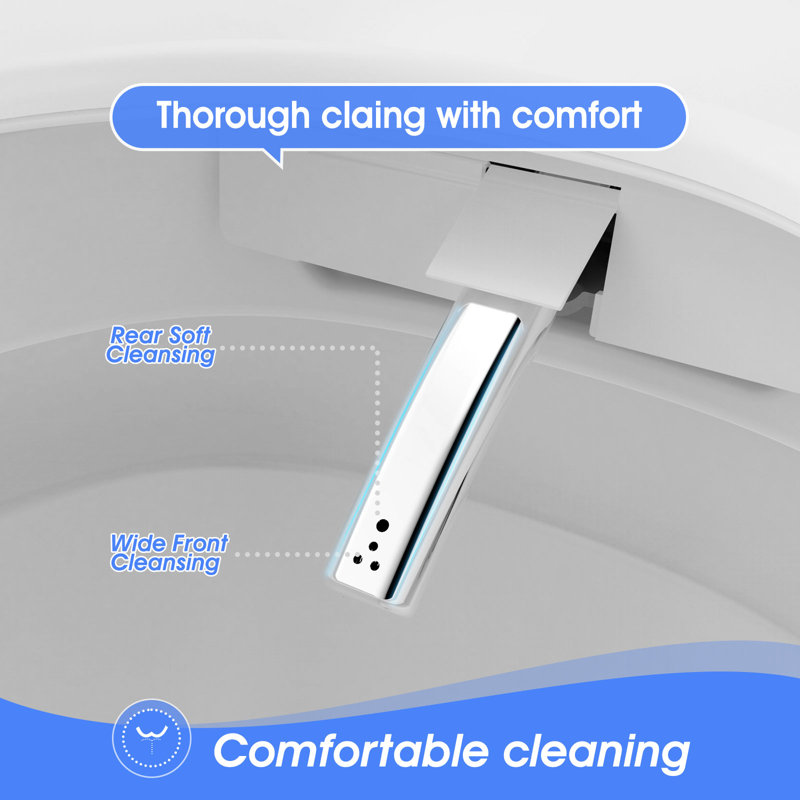 Smart Bidet Toilet With Heated Seat, Warm Air Dryer, Auto Flush & Foot Sensor, One-piece Elongated Toilet