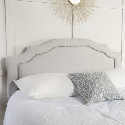 Headboard - Grey, Fabric & Iron, Fits Queen And Full Beds, Adjustable, 52.5"X64.02"X3 Iron Frame, Most Queen/Full