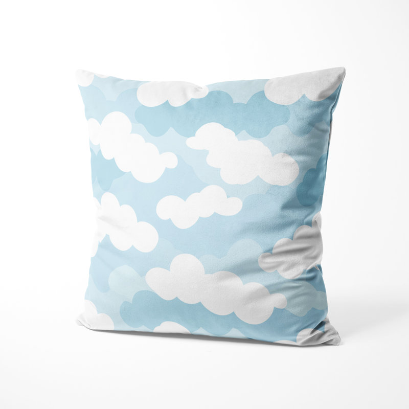 Boho Throw Pillow - White Cloud Chevron Printed Cushion, 18"H x 18"W