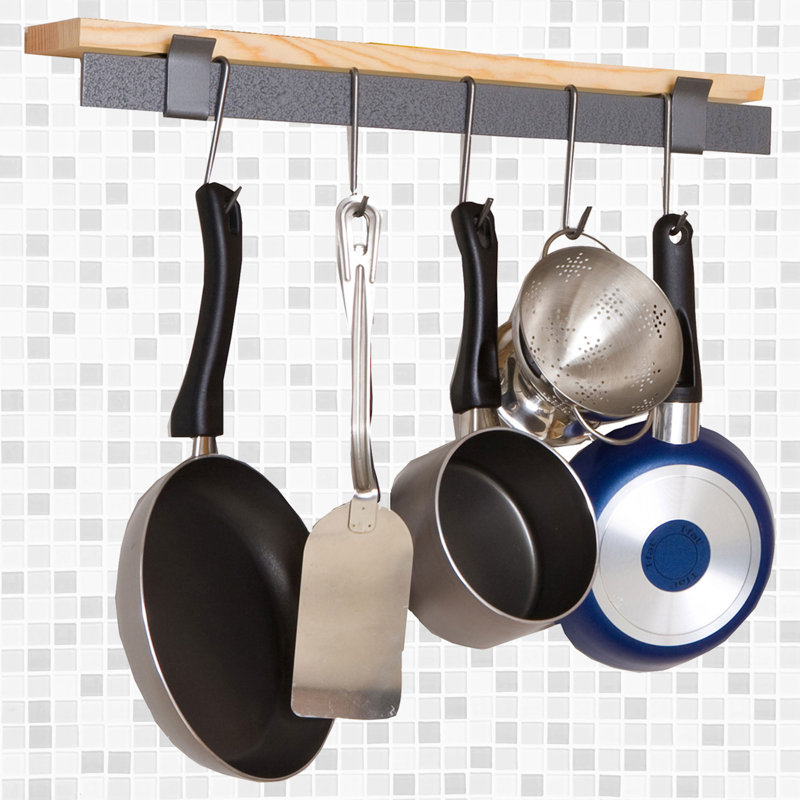 RACK IT UP! Wall Mounted Bar and Bamboo Shelf Pot Rack
