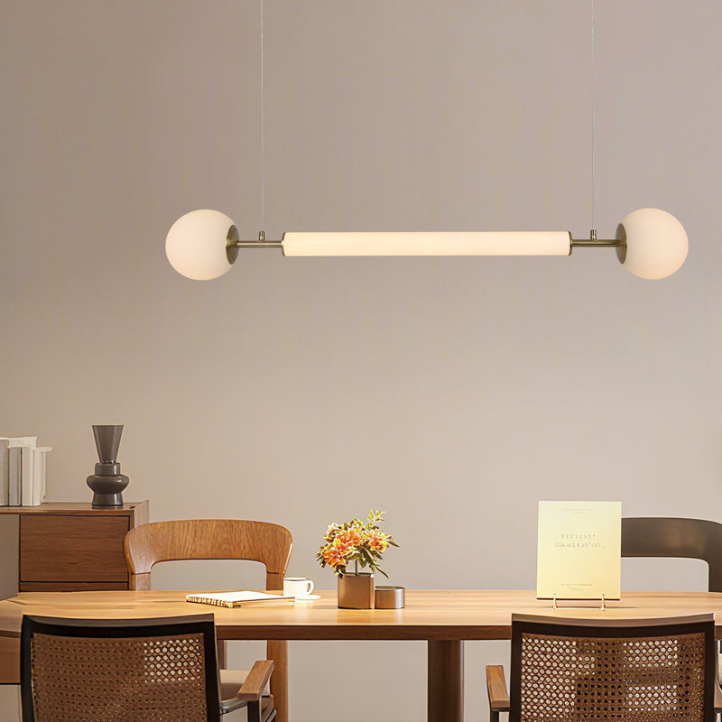 Led Linear Chandeliers Gold Pedant Lamp Dimmable Warm White Light