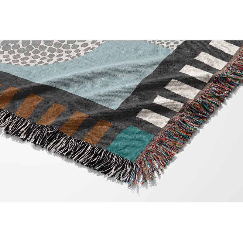 Jeté en mélange de coton Sami Snake, L 70 po x l 50 po, Gris te bleu