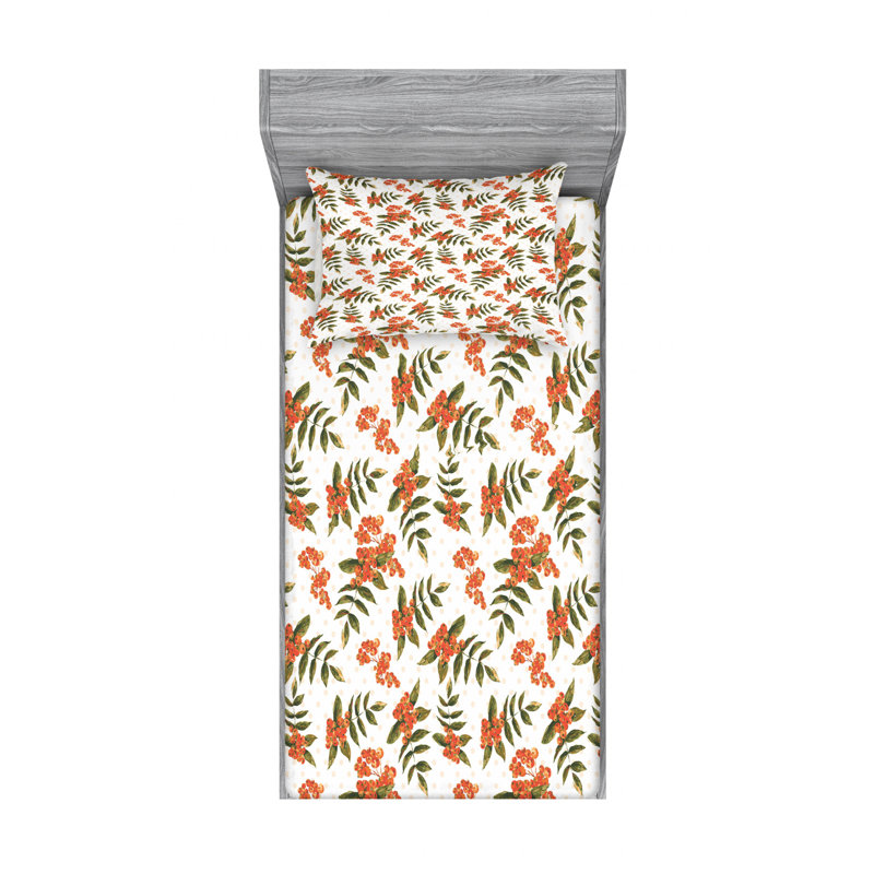 Microfiber Floral Sheet Set, Twin XL Sheet Set with Fitted Sheet