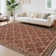 Modern Machine Washable Area Rugs Diamond Floor Mats with Non-Slip Backing, Non-Shedding Floral Print Accent Rug, Foldable Soft Low Pile Indoor Carpet
