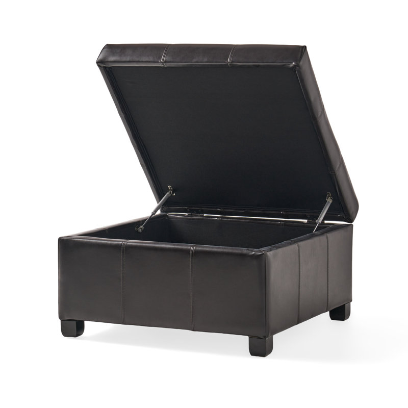 Quentin Faux Leather Ottoman, Espresso