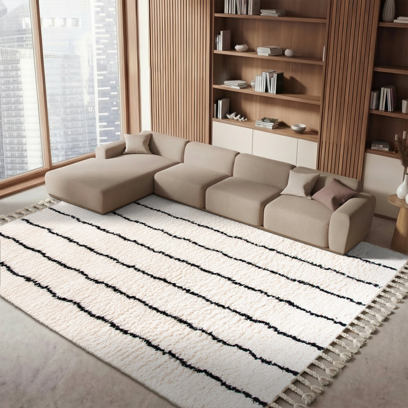 Aitkin Hand Woven Wool Geometric Rug, Rectangle 8' x 10'