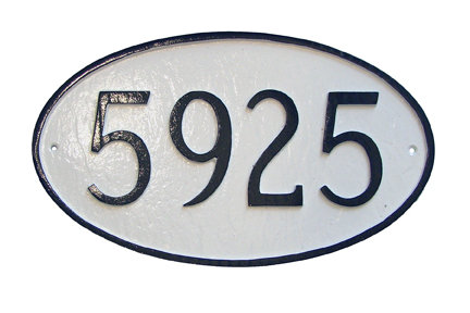 1-Line Wall Address Plaque, White/Black